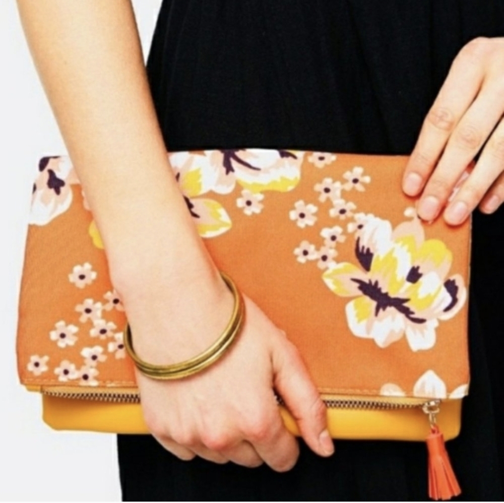 Rachel Pally Floral Clutch in Orange and Yellow